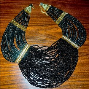 PreLOVED 🖤💛Black & Gold Beaded Bid Necklace